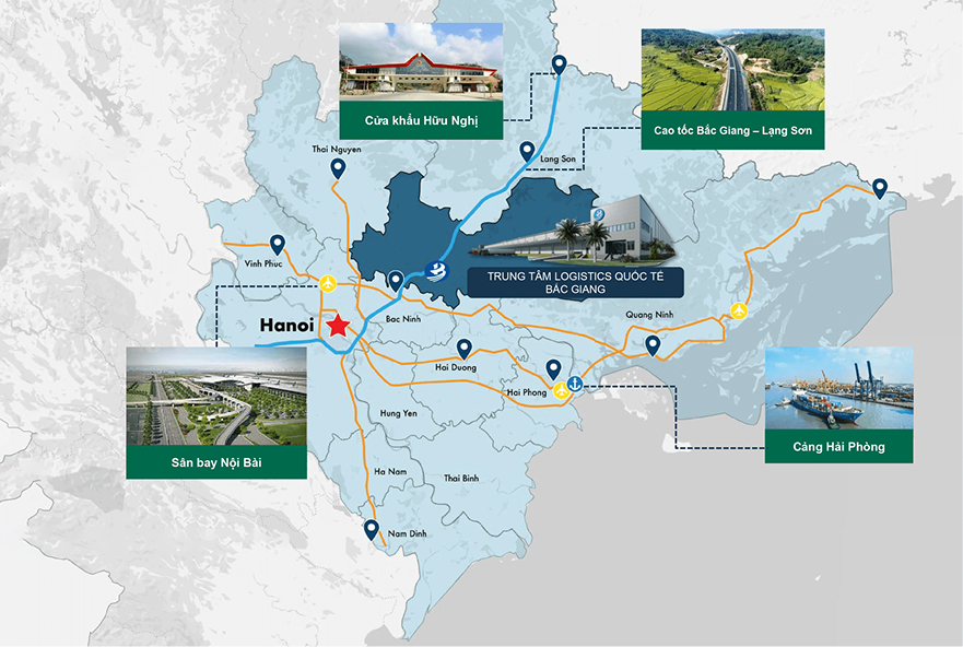Bản đồ vị trí Trung tâm Logistics Quốc tế Bắc Giang